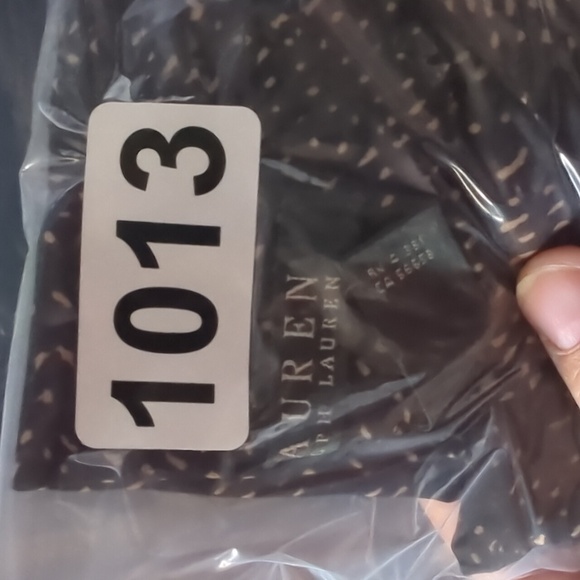 Lauren Ralph Lauren 2x Black And Tan Blouse V-neck No Collar - Picture 12 of 12